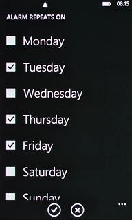 When the box next to a day is ticked (V), the day is selected.