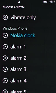 Press the playback icon next to the different alarm tones to hear them.