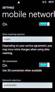 Press the field below Network selection.