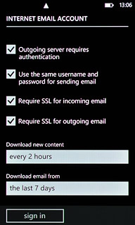 Press Require SSL for incoming email and Require SSL for outgoing email to turn off SSL encryption.