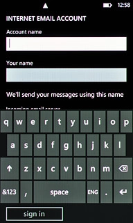 Press the field below Account name and key in a name for your email account (such as Private or Work).
