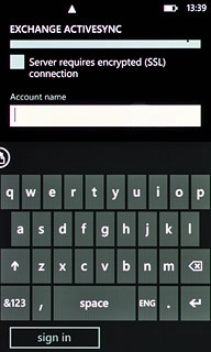 Press the field below Account name and key in a name for your email account (such as Private or Work).