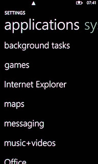 Drag your finger across the display to select applications.