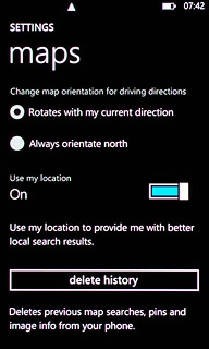 Press the indicator next to Use my location.Depending on the current setting, the function is turned on or off.