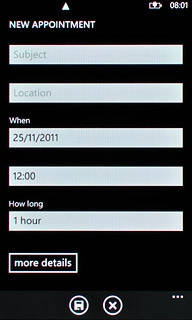 Press Subject and key in a subject for the appointment.Follow the instructions on the display to key in more information, such as location, duration and reminder.