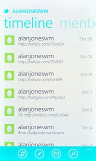 You can now use the application.Please note that Twitter isn't part of the original application package and therefore only a general description is given here.You have a number of options, such as:Write status updatesView status updates from people you followView messages sent directly to youTurn status updates on or off