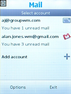 Press the required email account.