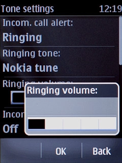 Press the indicator to set the ring volume.