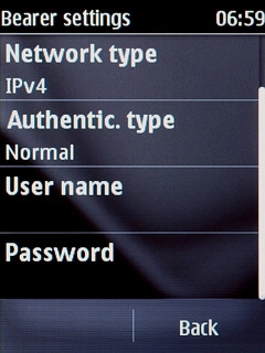 Press Back three times to save the settings and return to the list of data connections.