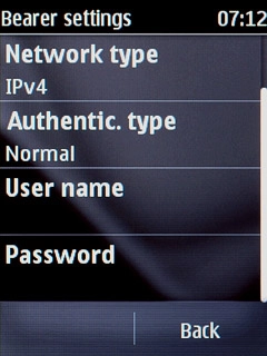 Press Back three times to save the settings and return to the list of data connections.