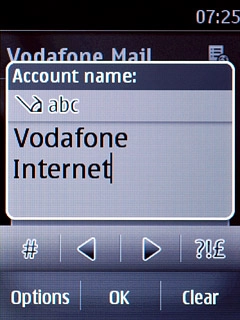 Key in Vodafone Internet and press OK.