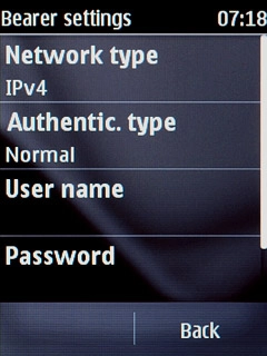 Press Back three times to save the settings and return to the list of data connections.