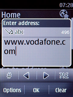 Key in the address of the required web page and press OK.