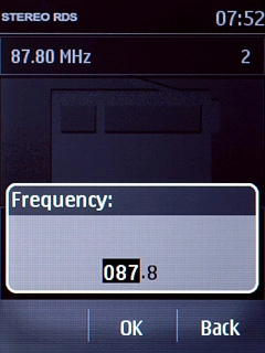 Key in the required frequency and press OK.