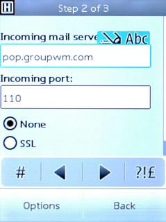 Press the field below Incoming mail serv and key in the name of your email provider's incoming email server.