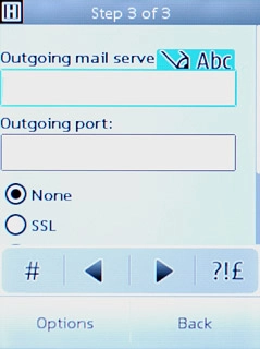 Press the field below Outgoing mail server and key in the name or IP address of your email provider's outgoing server.Please note that if you can't send email messages when using your email provider's outgoing server, key in smtp.vodafone.net.au (Vodafone's outgoing server).