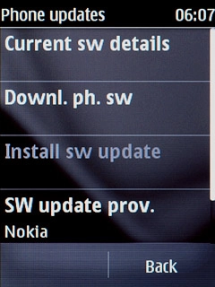 Press Current sw details.The software version details are displayed.