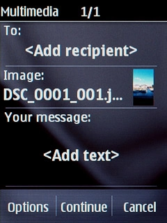 A picture message containing the picture or video clip is created.Press .