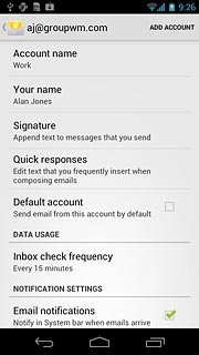 Press Default account to turn on the function.