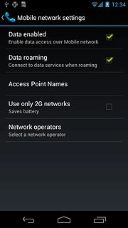 Press Data roaming to turn the function on or off.