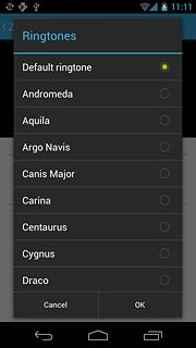 Press Default ringtone or the different ring tones to hear them.
