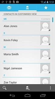 Press the required contact.The contact details are displayed.