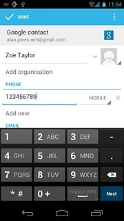 Press the field next to the phone number.