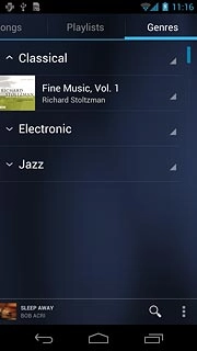 Press the required audio file or the required playlist.