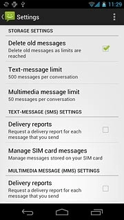 Press Delivery reports below TEXT-MESSAGE (SMS) SETTINGS to turn the function on or off.