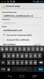 Press the field below Server and key in the server address.