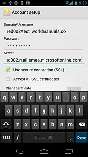 Press Use secure connection (SSL) to turn SSL encryption on or off.