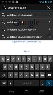 Key in the address of the required web page and press Go.