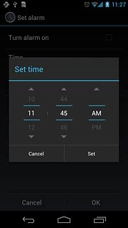 Press hours and minutes and slide your finger up or down to set the time.