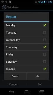 When the box next to a weekday is ticked (V), the weekday is selected.