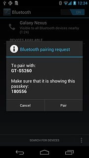 Check that the same access code is displayed on both devices and press Pair.The new device is displayed on the list of paired devices.