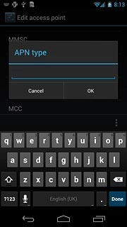Key in default and press OK.