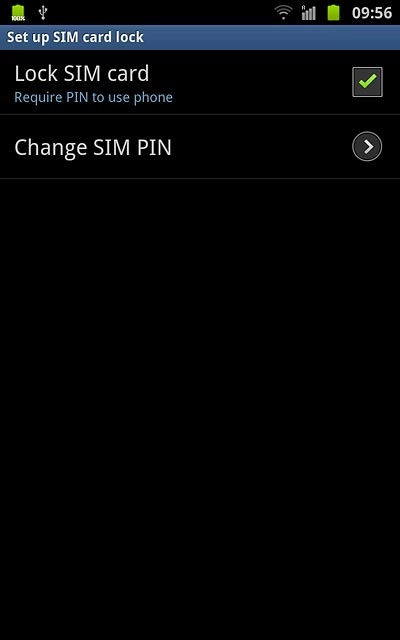 Press Lock SIM card to turn use of PIN on or off.
