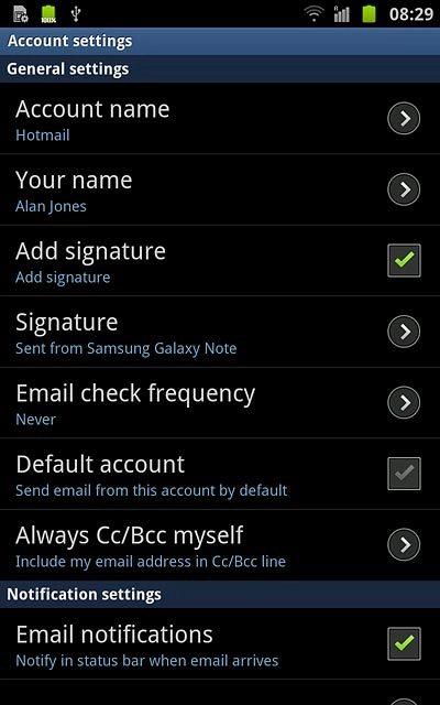 Press Default account to turn on the function.