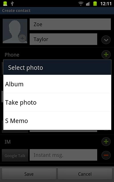 To use a saved picture:Press Album.