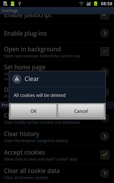 Press OK to confirm.