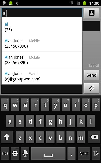 Press the required contact.