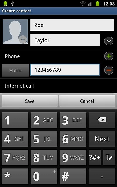 Press the field next to the phone number.