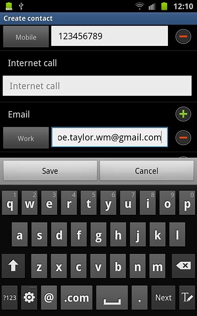Press the field next to the email address.