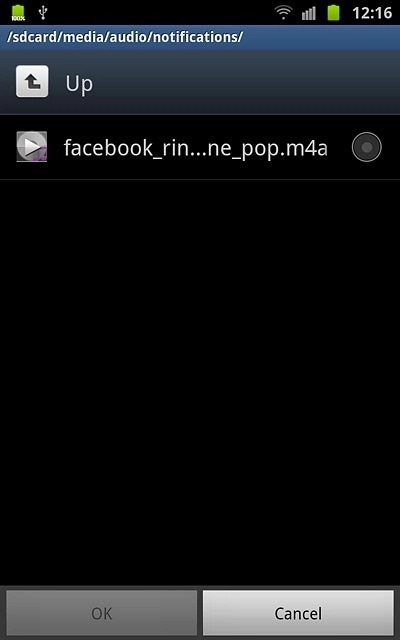 Press the field next to the required ringtone to select it.