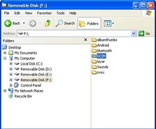 Go to the required folder in your phone's file system.