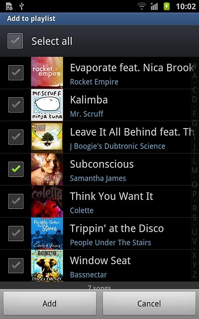 Press the required audio files to tick them.