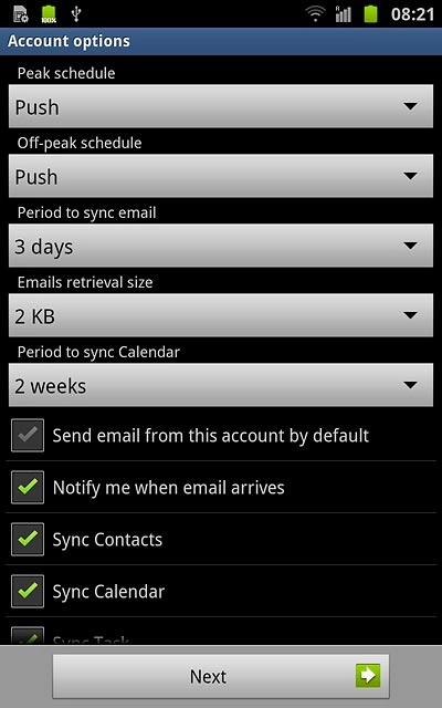 Press Period to sync email.