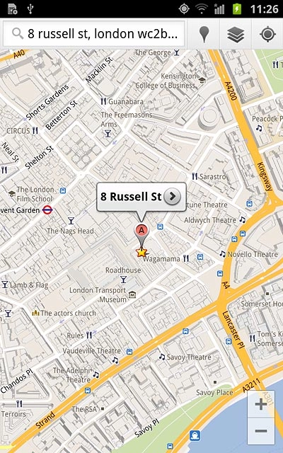 Press the information field above the destination.