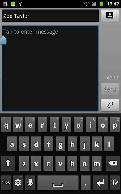 Press Tap to enter message.Write the text for your picture message.