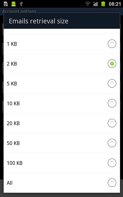 Press the required setting.